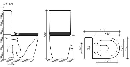 Напольный пристенный унитаз Highlight Rimless CN1802, артикул CN1802