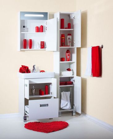 Тумба под раковину Бриклаер Палермо 60 белая высокоглянцевая, артикул 4627125413087