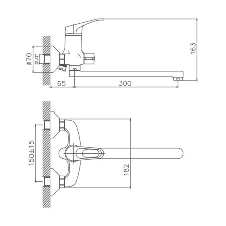 Смеситель для ванны Cron CN2213, хром