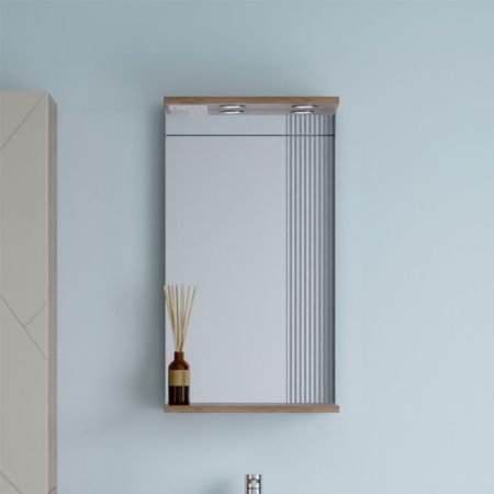 Зеркало Бриклаер КРИСТАЛЛ 40 см, дуб крафт табачный, артикул 4627125416811