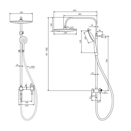 Душевая система WesnaArt EKO EKO05-314Black, черный, артикул EKO05-314Black