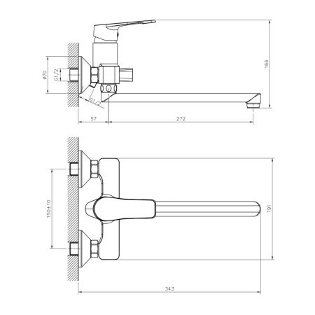 Смеситель для ванны DECOROOM DR23 (DR23043), артикул DR23043