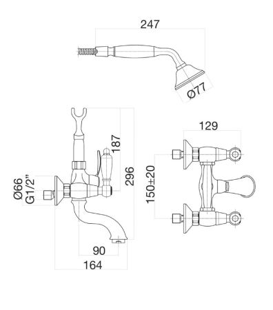 Смеситель для ванны Fiore COLONIALE 02OO0600, золото, артикул 02OO0600