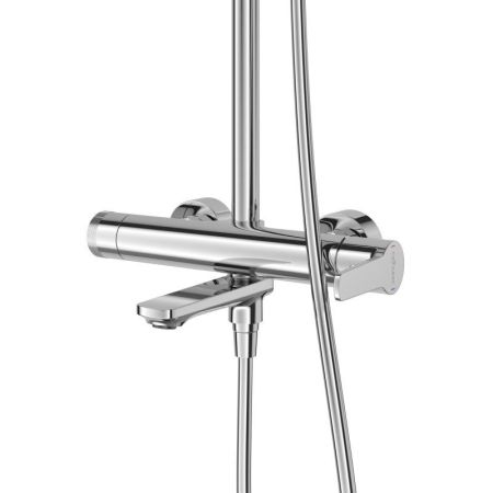 LUX Комплект для ванной - душевая стойка с изливом и смеситель для раковины, артикул LUX-CVD/LS-01