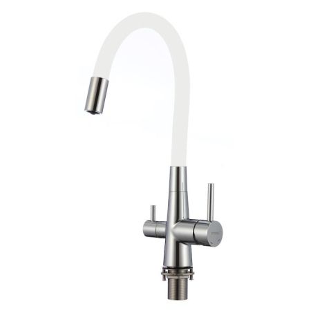 Смеситель для кухни с подключением фильтра воды Fmark FS1062-A02, хром/белый