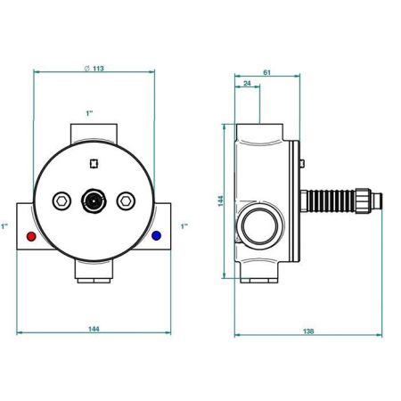 THG General items Встраиваемая  часть термостата на 1"