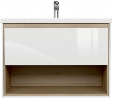 Тумба под раковину Cersanit Louna 80 SZ-LOU-CO80/Wh подвесная Белый глянец дуб Эврика, артикул SZ-LOU-CO80/Wh