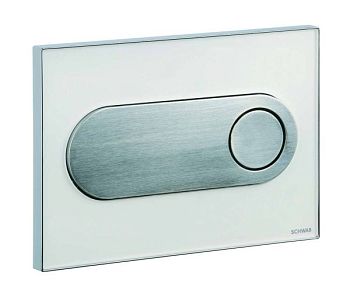 Schwab Circle, стеклянная панель смыва с 2 клавишами, цвет основы белый, цвет клавиш глян. хром