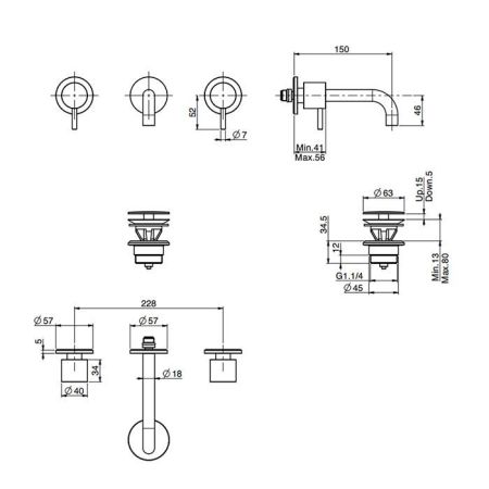 Fima Carlo Frattini Spillo Up Cмеситель для раковины, встраиваемый, излив: см., цвет: золото, артикул F3161/5OR