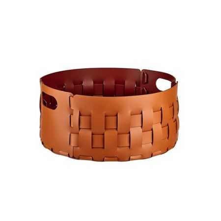 ADJ Круглая корзина для белья, D40xH20 см., цвет: коньяк/бордо, артикул 1020.09/30