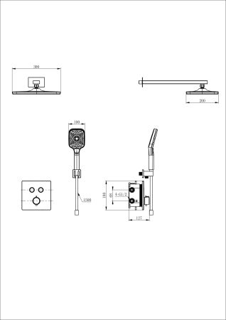 Душевая система с термостатом встраиваемая WONZON & WOGHAND, Белый матовый (WW-D2017-B-MW), артикул WW-D2017-B-MW