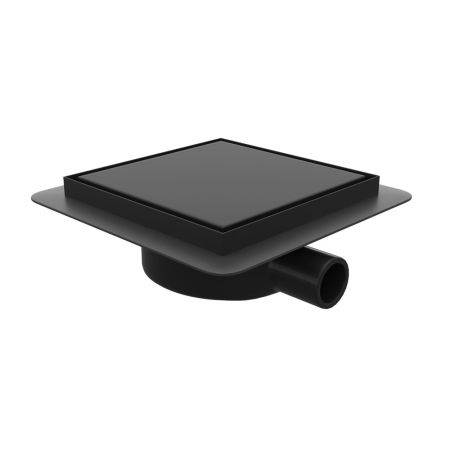 Душевой трап RGW SDR-10 квадратный, черный, металлическая крышка, горизонтальный слив, артикул 79211000-04
