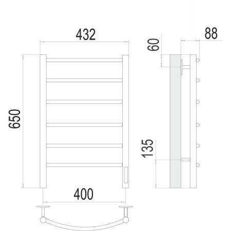 Полотенцесушитель электрический Terminus Классик П6 40х65, артикул 4670078531308
