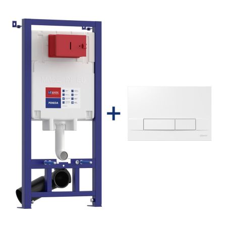 Комплект 2в1: Инсталляция Lemark PENEDA для унитазов с кнопкой смыва BIT белый глянец (9880412), артикул 9880412