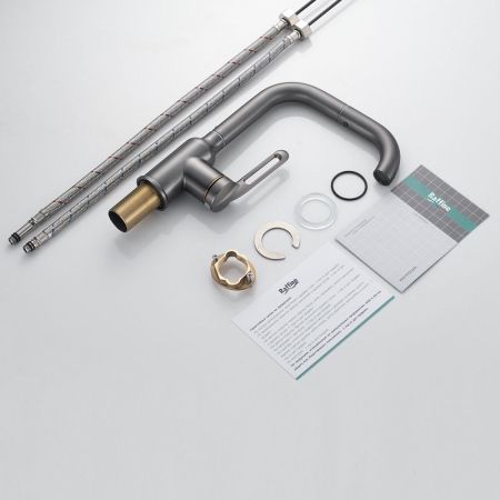 Смеситель для раковины Raffine F201T, оружейная сталь, артикул F201T