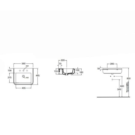 AZZURRA CHARME раковина подвесная 55х46см, с 1отв для смесителя, цвет белый