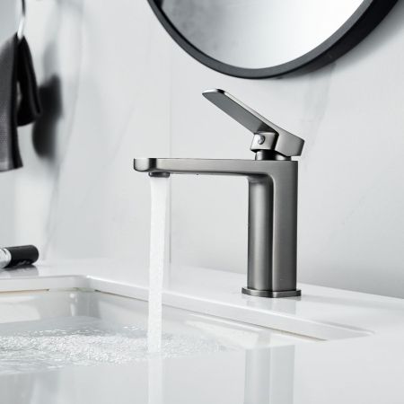 Смеситель для раковины Raffine F0199T, оружейная сталь