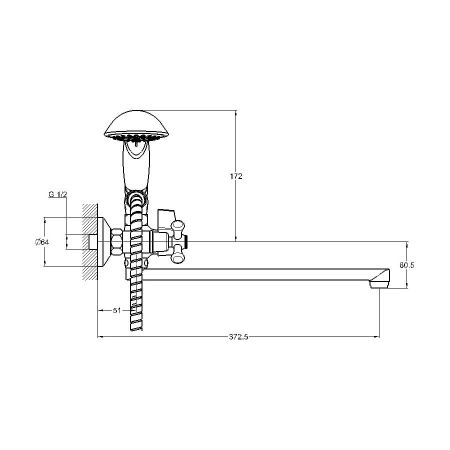 Смеситель для ванны G.Lauf QML7-A827, хром