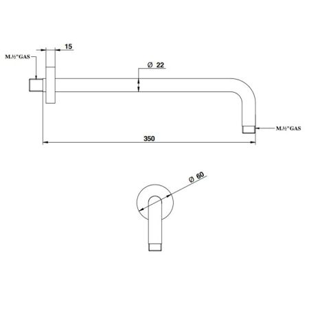 Bongio Shower Держатель для верхнего душа 350 мм, золото, артикул 802OR35PR