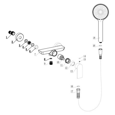Смеситель для душа Fmark FS8802H, черный