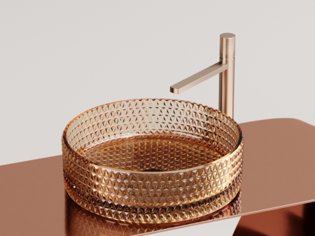 Умывальник чаша накладная круглая (цвет бежевый) Кристалл (Cristal) 360x360x112мм, артикул CN6058