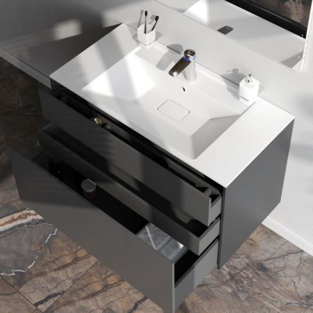 M50AFHX1003GM Inspire V2.0, База под раковину, подвесная, 100 см, 3 ящика, push-to-open, графит мато