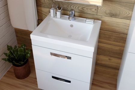 Тумба под раковину Vigo Plaza 60 2 ящика Белая, артикул Plaza-2-600(VGA)