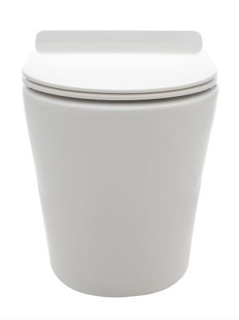 AQM3001 Унитаз напольный приставной сиденьем SoftClose, технология смыва Rimless. 580x370x430, артикул AQM3001