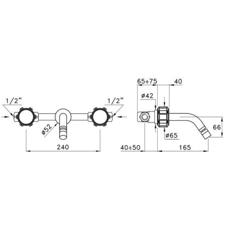 Stella Timeaster Встраиваемый смеситель для раковины 3868, ручка d=65мм, цвет: хром, ручка черная