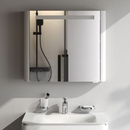 M30MCR0801WG Sensation, зеркало, зеркальный шкаф, правый,80 см, с подсветкой, белый, глянец, шт