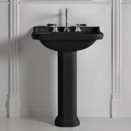 Kerasan Waldorf Раковина керамическая 80х55см, c 1 отверстием под смеситель, черная, цвет заглушки - хром, артикул 4141K4nero/cr*1