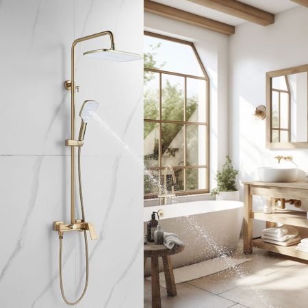 Душевая система Shevanik S4036G, золотой сатин