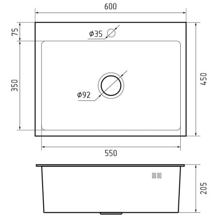 Кухонная мойка GranFest 6045, графит, артикул 6045 PVD графит