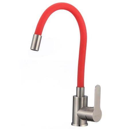 Смеситель для кухни с гибким изливом D-Lin H155316-4, сатин/красный, артикул H155316-4