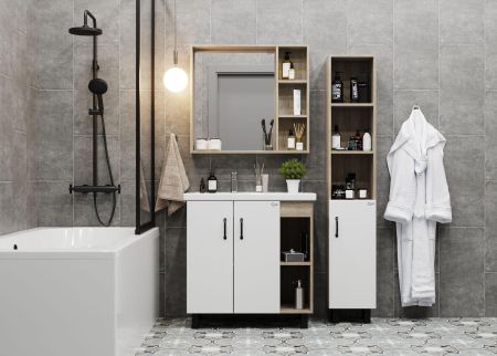 Шкаф-зеркало Onika Тимбер 80 дуб сонома, универсальный, артикул 208091