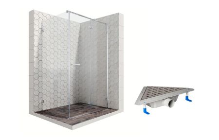 Душевой уголок Ambassador Abner 10011104R-ST8, прямоугольный, угловой трап, 120х90, артикул 10011104R-ST8