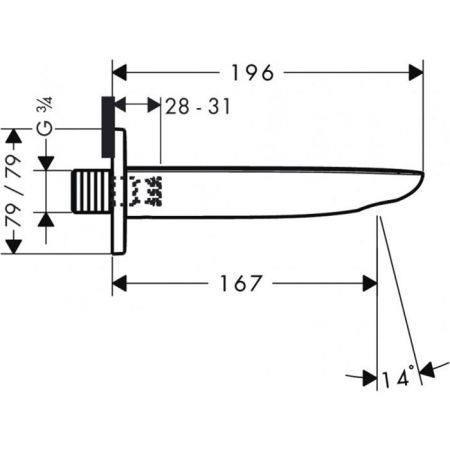 HG PuraVida Излив для ванны 196мм, цвет: белый/хром, артикул 15412400