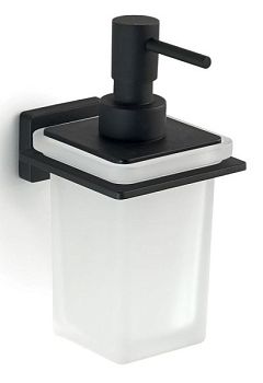 Gedy Atena, настенный стеклянный дозатор c металлической помпой, цвет черный матовый