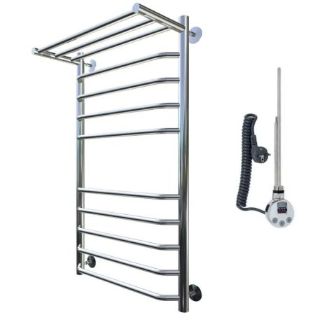 Электрический полотенцесушитель Тругор Браво 2 элТЭН 100x40 с полкой Хром, артикул Браво2/элТЭН10040П
