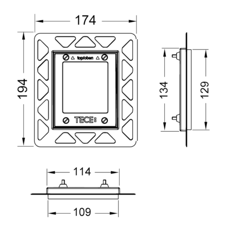 Монтажная рамка, TECE, TECEloop, для установки панелей смыва писсуара на уровне стены, позолоченная, артикул 9242648