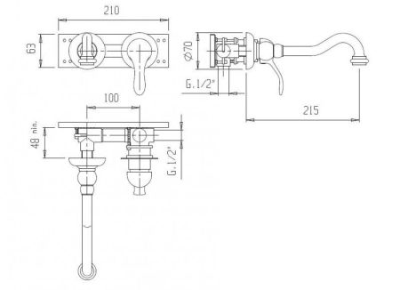 Встраиваемый смеситель для раковины CEZARES ELITE-BLS1, артикул ELITE-BLS1-01-Nc