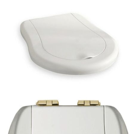 KERASAN Retro Сиденье NEW для унитаза цвет белый/золото (микролифт)