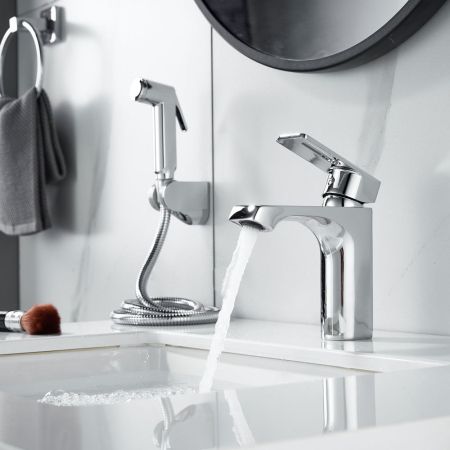 Смеситель для раковины с гигиеническим душем Raffine F171, хром, артикул F171