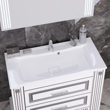 Тумба с раковиной Оникс 100 Opadiris Белый/серебро