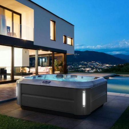 JACUZZI J355 Минибассейн отдельност.Platinum (65), внешняя панель BRUSHED GRAY, каскад, посветка,нагреватель, массажный подголовник 1шт,без крышки,