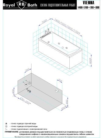 Гидромассажная ванна Royal Bath VIENNA STANDART 140x70x58