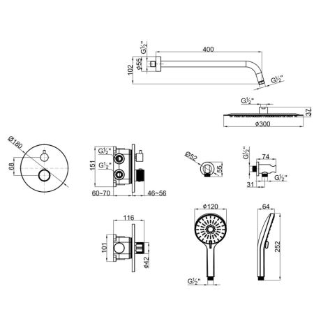 Смеситель Lemark Beluga для душа термостатический, встраиваемый (LMF-8065B-BN), артикул LMF-8065B-BN