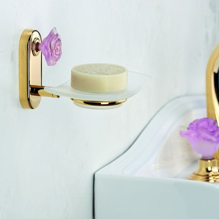 THG ROSE Мыльница стеклянная, подвесная, цвет полированное золото