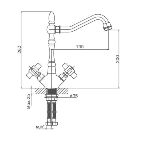 Смеситель для кухни Cron CN4318, хром