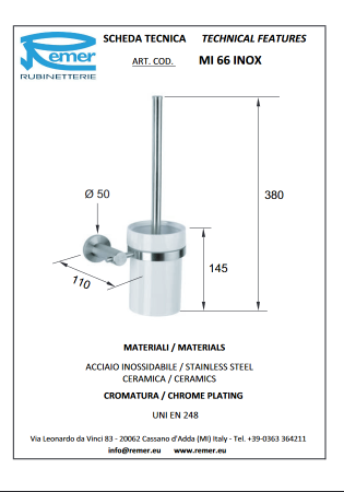 Minimal ерш настенный Mi66 INOX